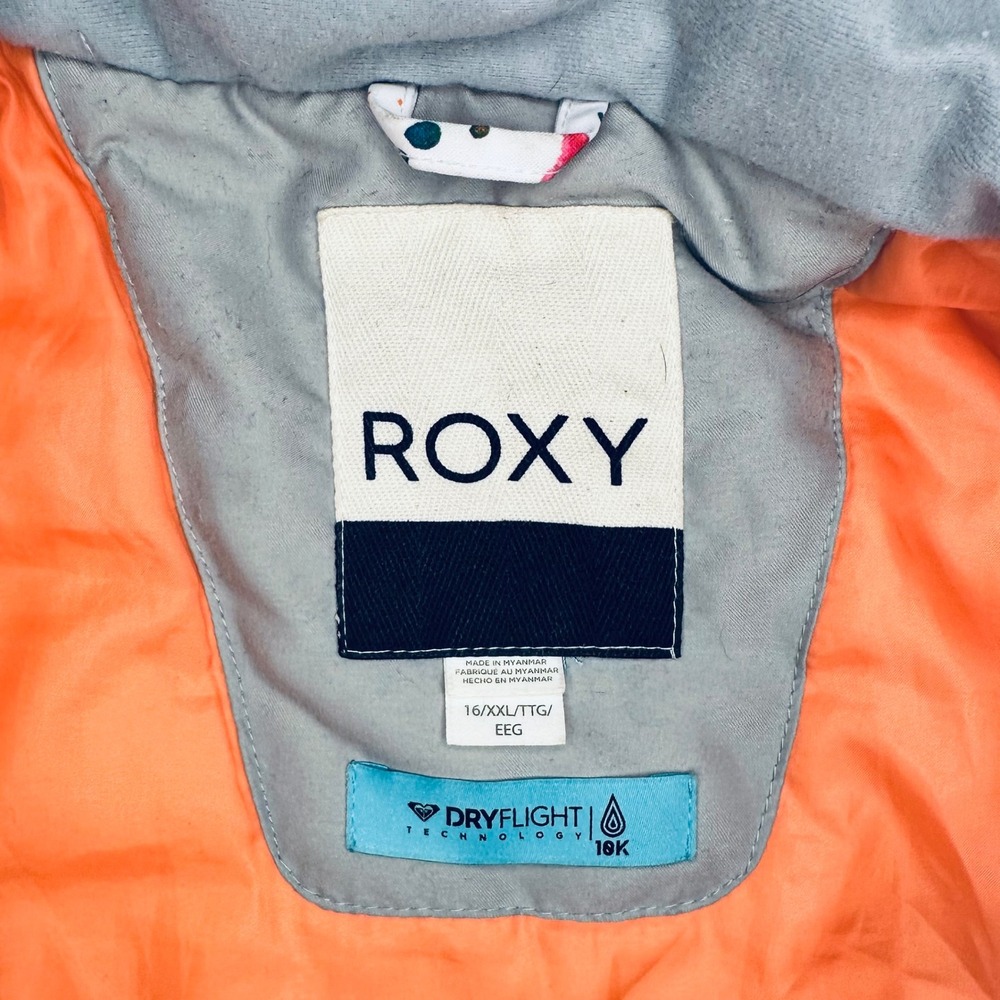 Roxy Kids Snowboard Ski Jacket Colorful Print Hooded Winter Coat sz 16 XXL - Picture 8 of 13